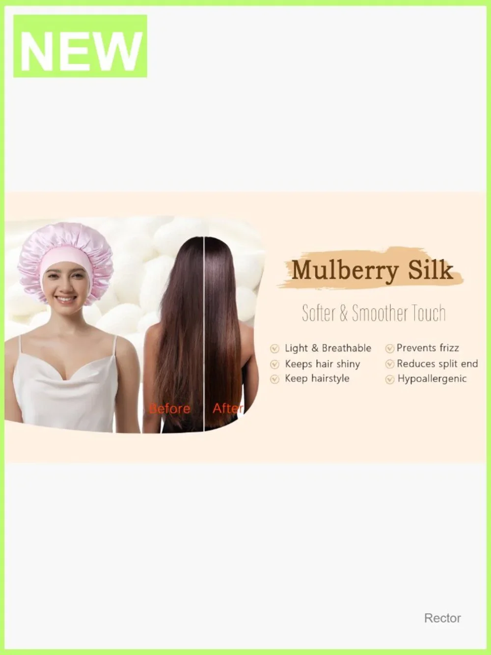 100% Mulberry Silk Bonnet for Sleeping, Double Layer Sleep Cap with Elastic